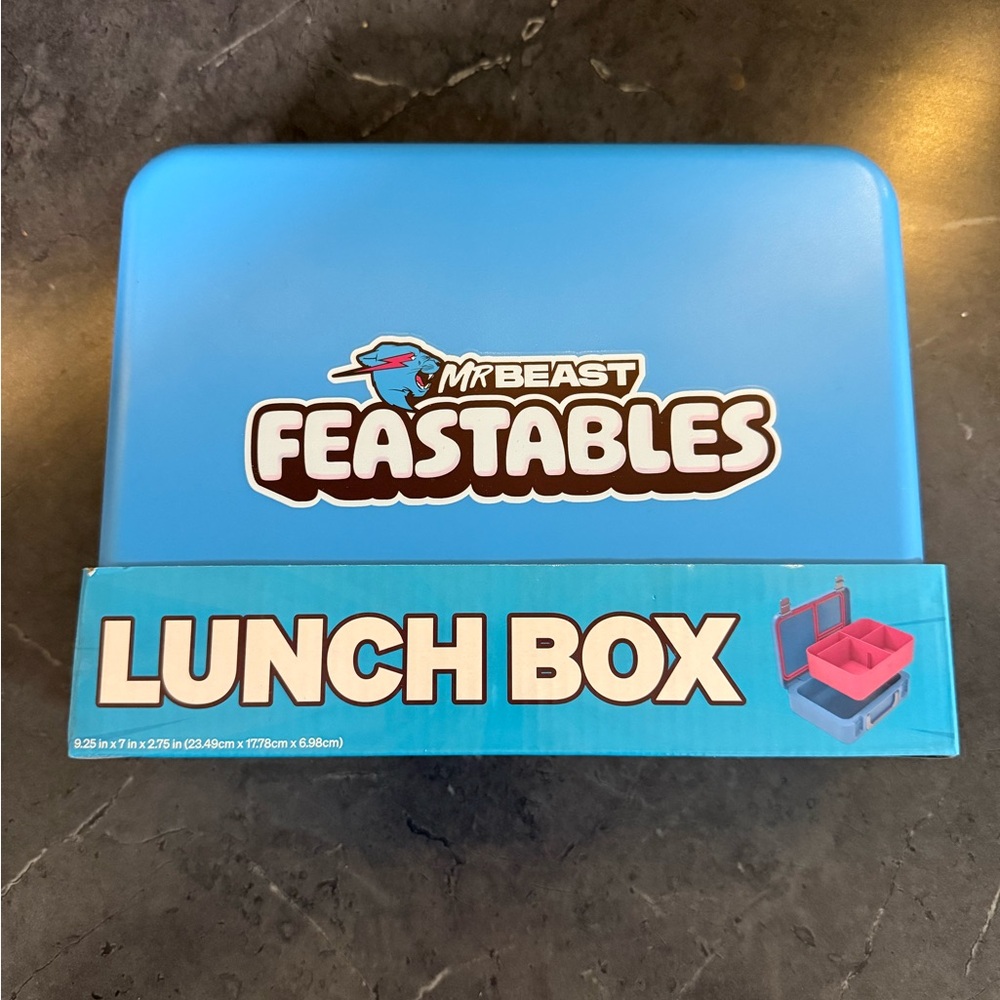 MrBeast Feastables World's Coolest Collectible Lunch Box, Blue/Pink